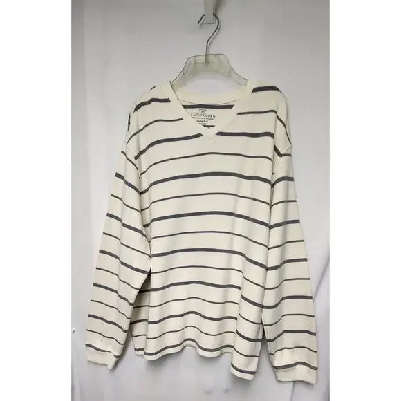 Men's Faded Glory 2XL 50-52 Ivory/Grey Long Sleeve Casual Sweater shirt - Picture 2 of 4